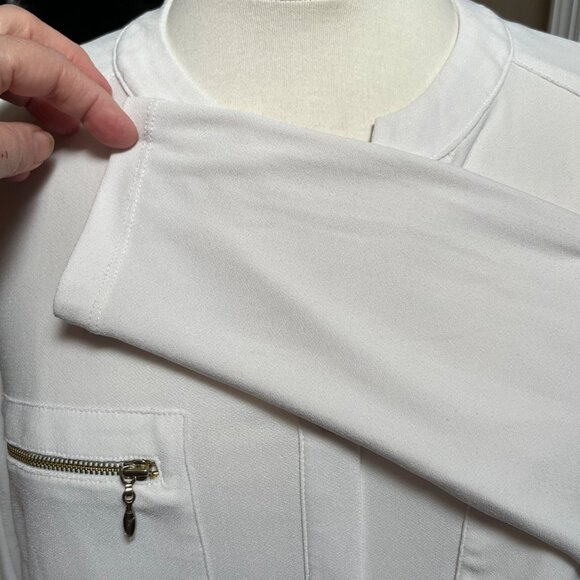 Susan Graver White Long Sleeve Button‎ Up Top Liquid Knit Tunic Career XL - Picture 7 of 13